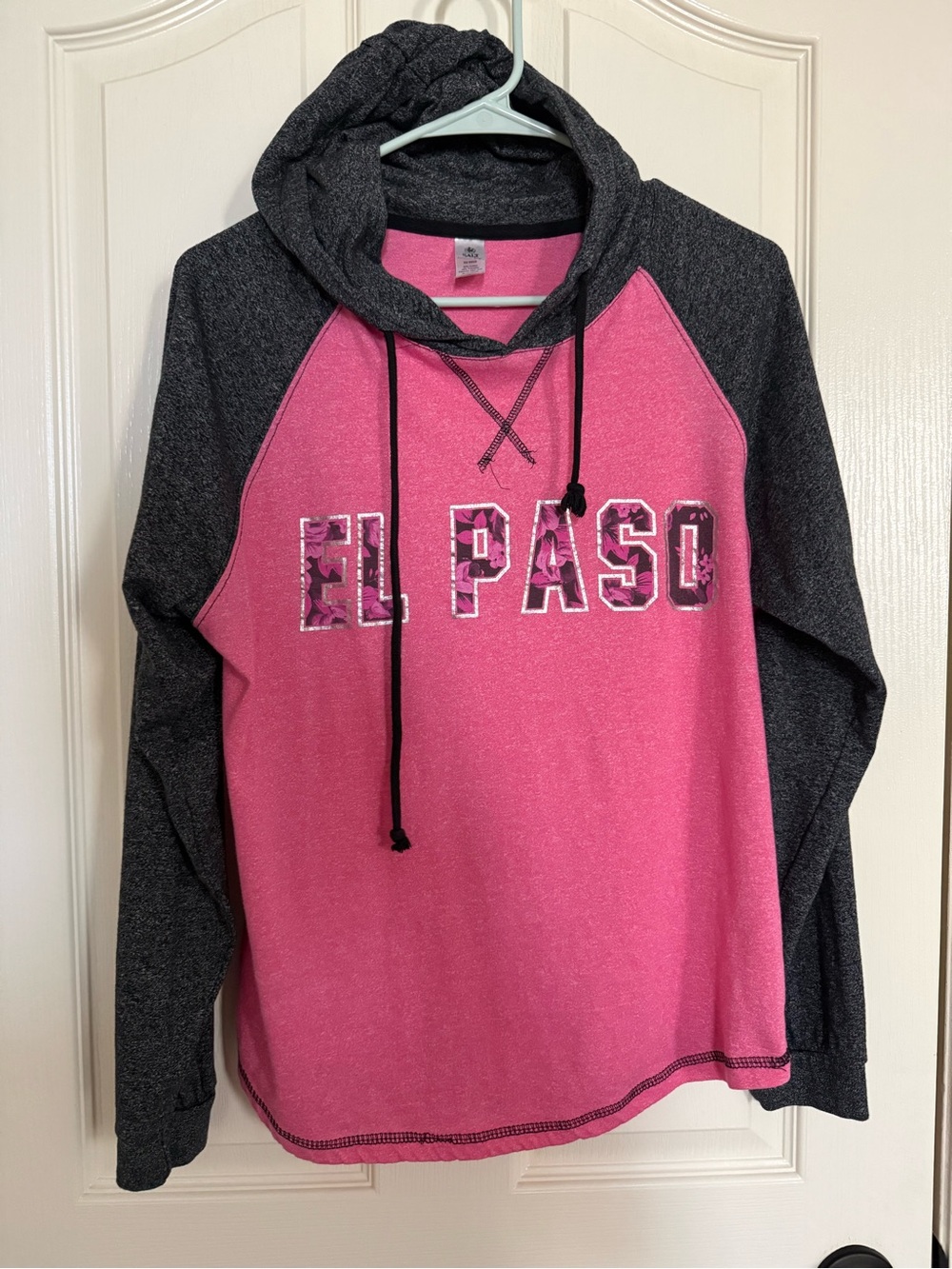 Women's Pink & Charcoal Cowl Neck Pullover - El Paso Accent